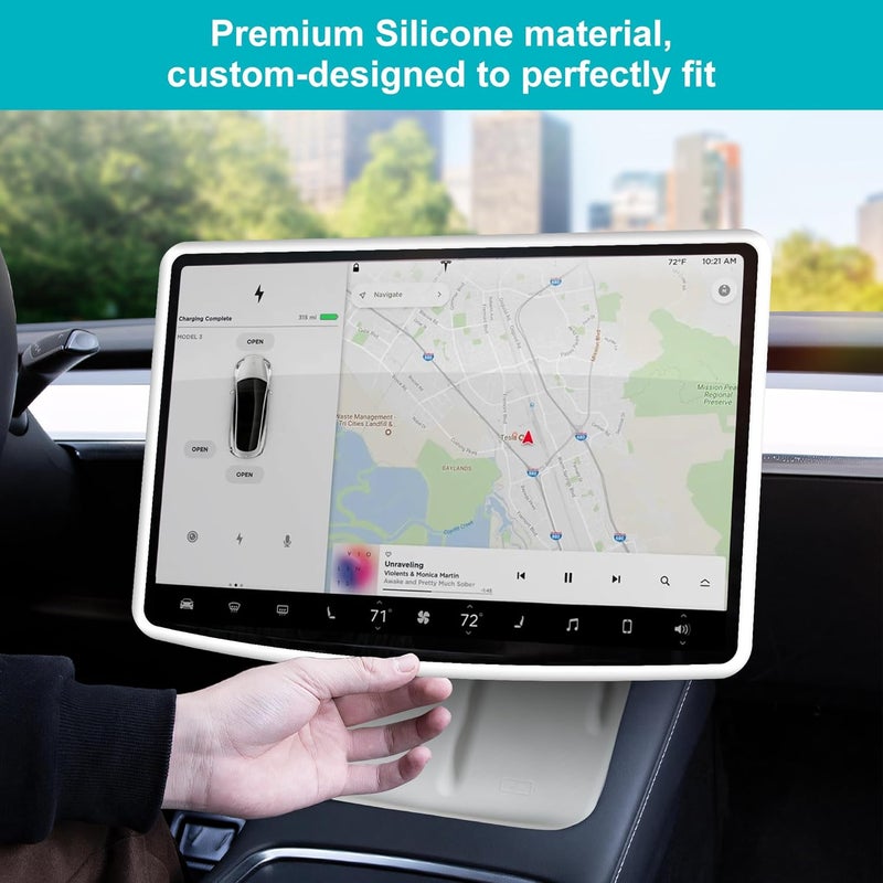frani Screen Frame Protector White Designed for Tesla Model 3 (2025-2017), Tesla Model Y (2025-2020),Interior Decor Accessories for Tesla Model Accessories - Image 3
